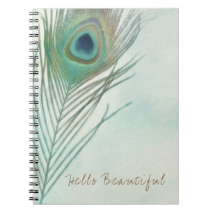 Carnet Plume de Paon Bohème Chic Aquarelle Personnalisé
