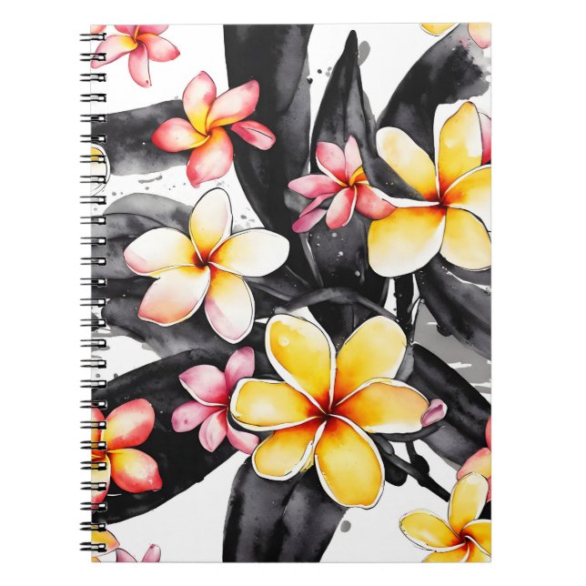 Carnet Plumeria - Fleurs aquarelles (Devant)