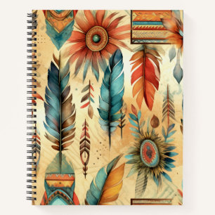 Carnet Plumes bleues de la tribu Aztec Boho
