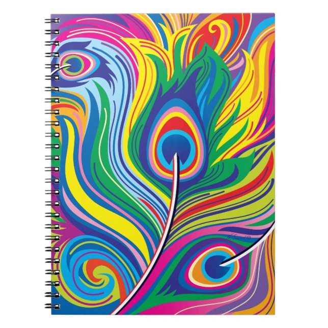 Carnet Plumes de paon Art abstrait (Devant)