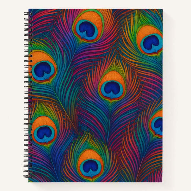 Carnet Plumes de paon brillantes (Devant)