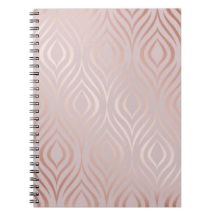 Carnet plumes de paon en or rose, vintage