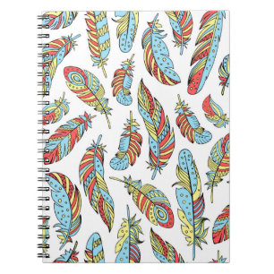 Carnet Plumes décoratives motif sans soudure. Main dessin