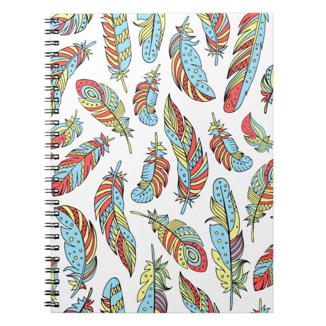 Carnet Plumes décoratives motif sans soudure. Main dessin (Devant)