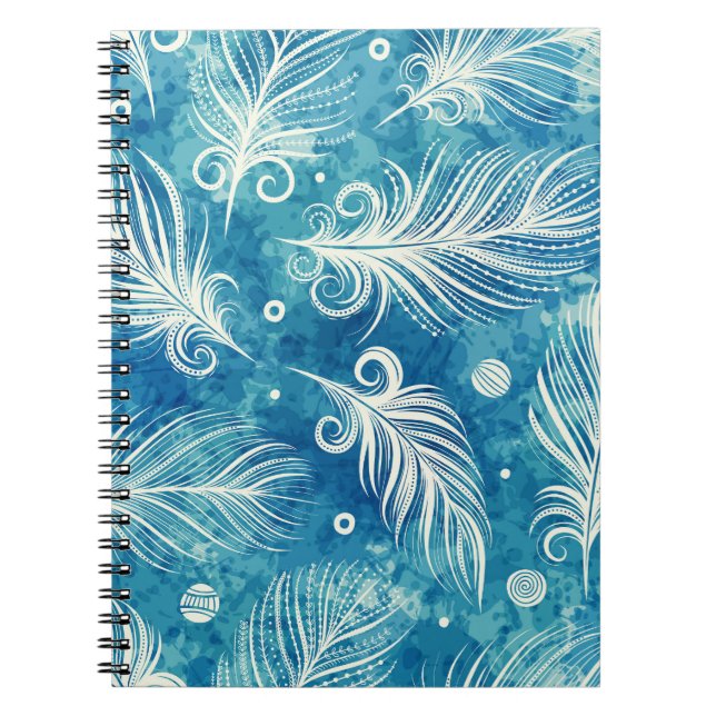 Carnet Plumes dessinées à la main : Motif transparent (Devant)