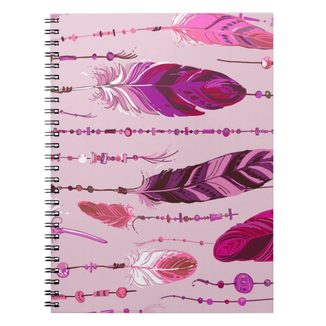 Carnet Plumes ethniques : Motif de couleur vive. (Devant)