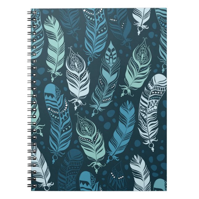 Carnet Plumes ethniques motif transparent (Devant)