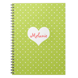 Carnet Pneuka vert preppy coeur de point personnalisé jou