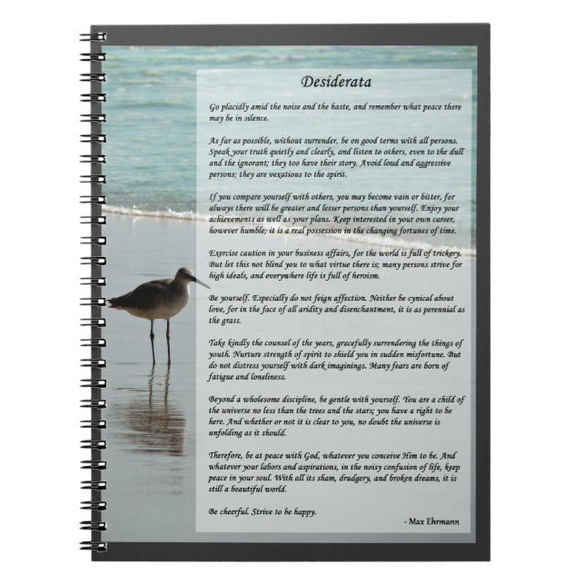 Carnet Poème de Desiderata - Mouette sur la scène de la p (Devant)
