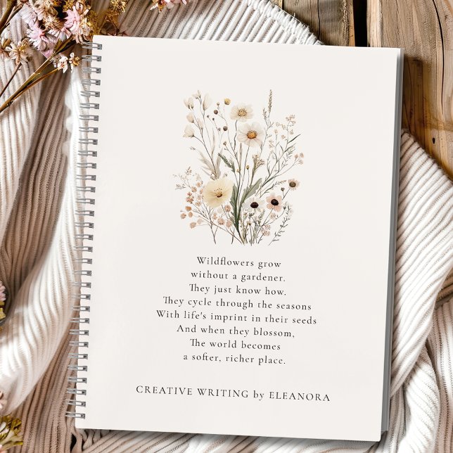 Carnet Poème Inspirant de Fleurs Sauvages Délicates  (Delicate Wildflowers Inspirational Poem Notebook)