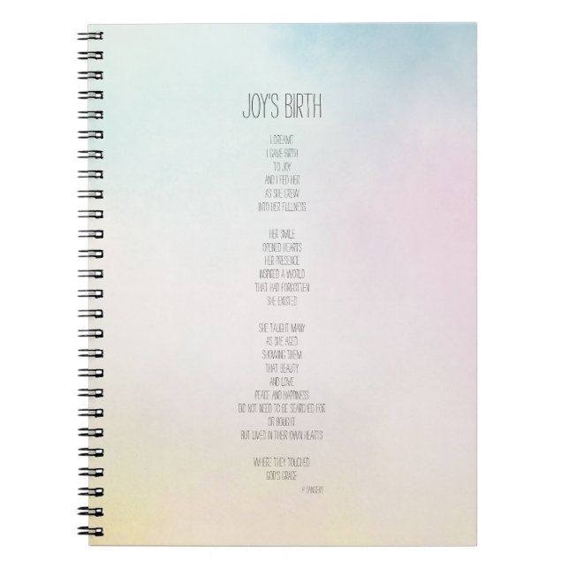 Carnet Poème Inspirant sur la Naissance de Joy (Devant)