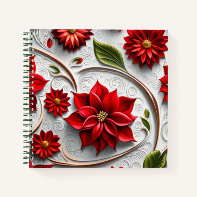 Carnet Poinsettia et feuilles (Devant)
