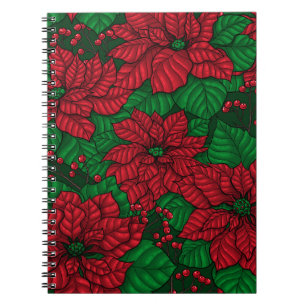 Carnet Poinsettia, motif de Noël