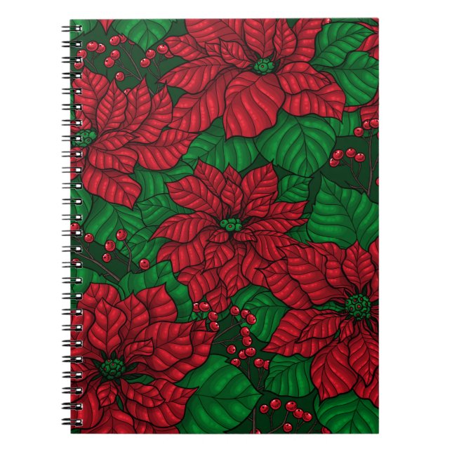 Carnet Poinsettia, motif de Noël (Devant)