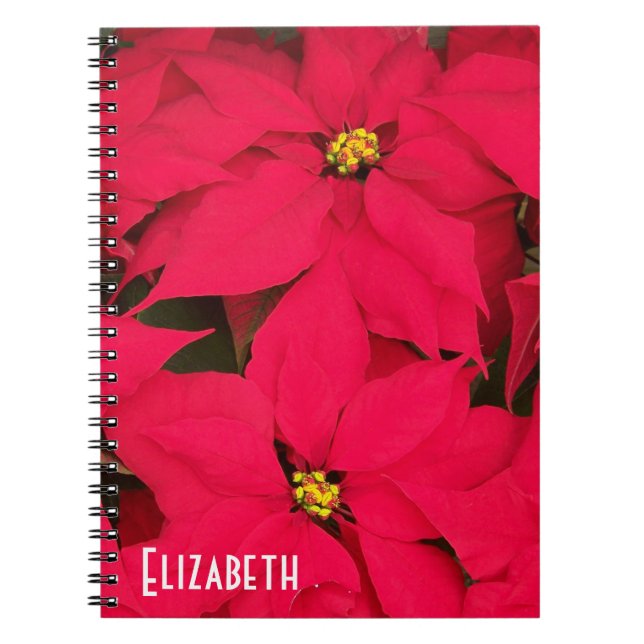 Carnet Poinsettias de Noël Rouge brillant (Devant)
