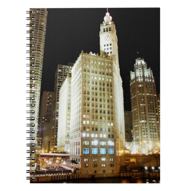 Carnet Point de repère célèbre de Chicago la nuit (Devant)