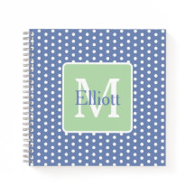 Points Bleus et Blancs avec Monogramme Vert
