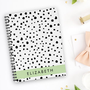 Carnet Points dalmatiens, Spots, Noir et Blanc, Votre nom