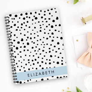 Carnet Points dalmatiens, Spots, Noir et Blanc, Votre nom