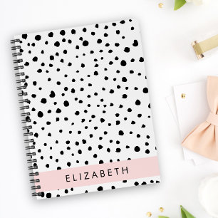 Carnet Points dalmatiens, Spots, Noir et Blanc, Votre nom