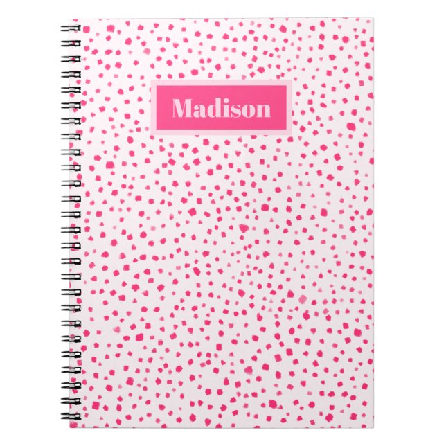 Carnet Points De Boue Peint Preppy Hot Rose Personnalisé (Devant)