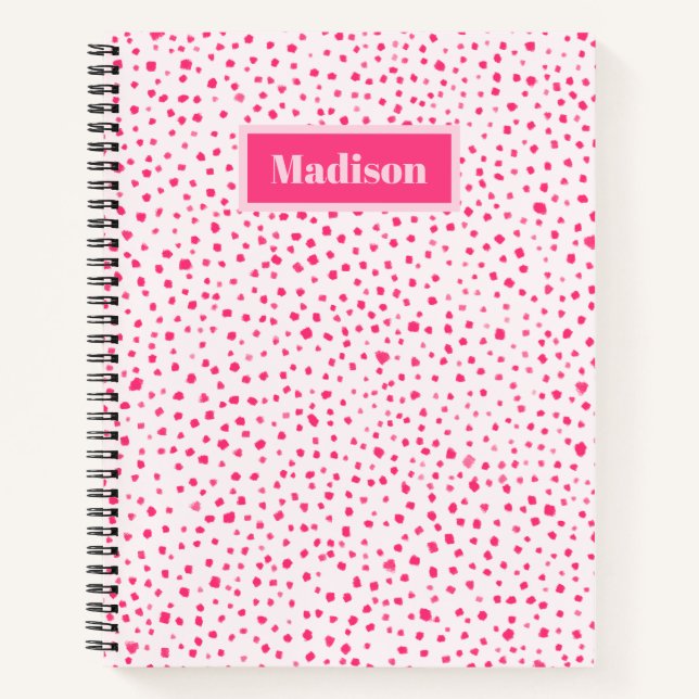 Carnet Points De Boue Peint Preppy Hot Rose Personnalisé (Devant)