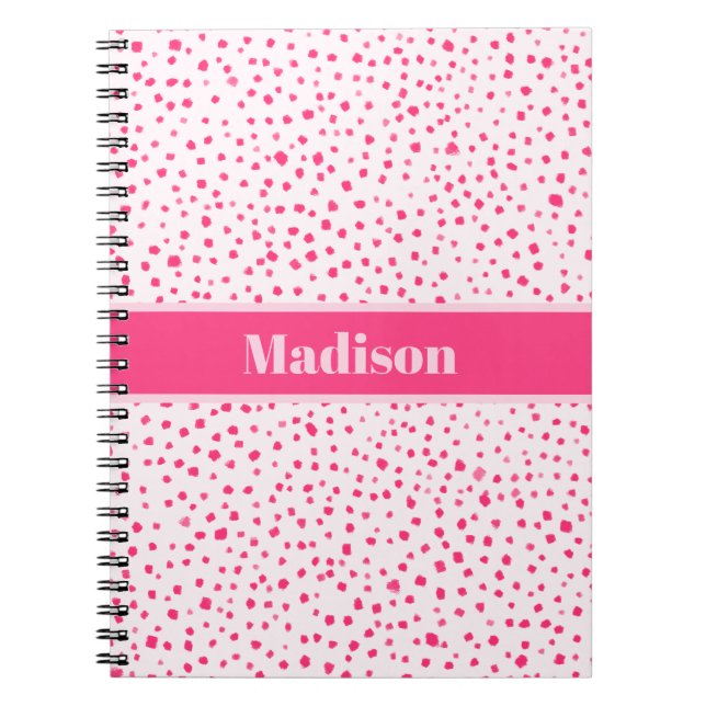 Carnet Points De Boue Peint Preppy Hot Rose Personnalisé (Devant)