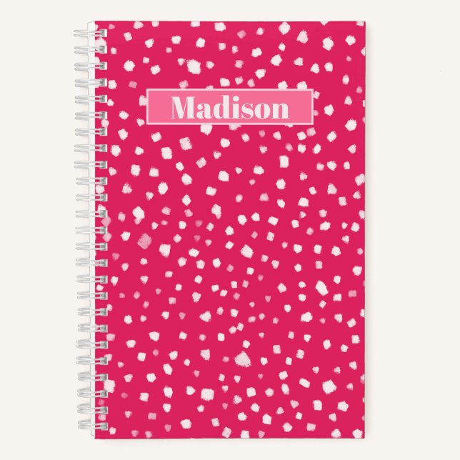 Carnet Points De Boue Peint Rose Chaud Personnalisés (Recto)