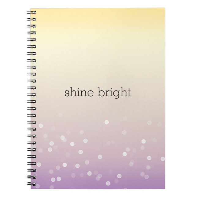 Carnet Points de confettis Bokeh jaune violet blanc (Devant)