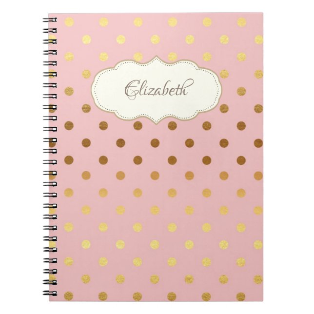 Carnet Points de polka dorés adorables, Personnalisé (Devant)