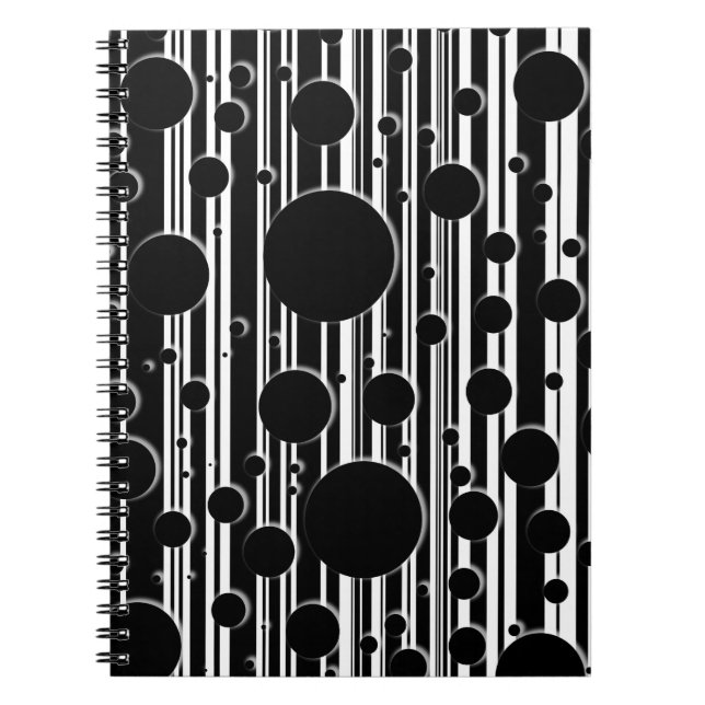 Carnet Points et rayures noirs et blancs (Devant)