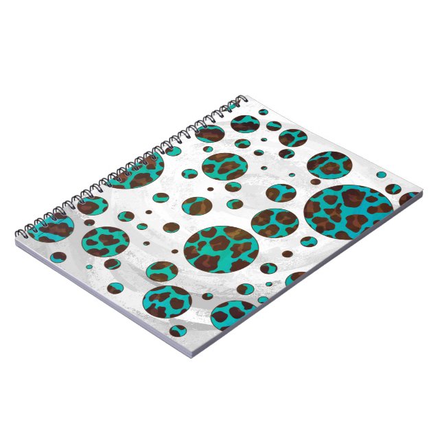 Carnet Points Leopard Brown et Turquoise PrintPolka (Côté gauche)