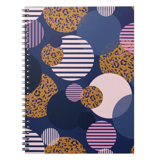 Carnet Points léopard : Élégance Bleu Foncé. (Devant)