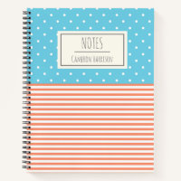 Points mignons et rayures Corail et Bleu Personnal