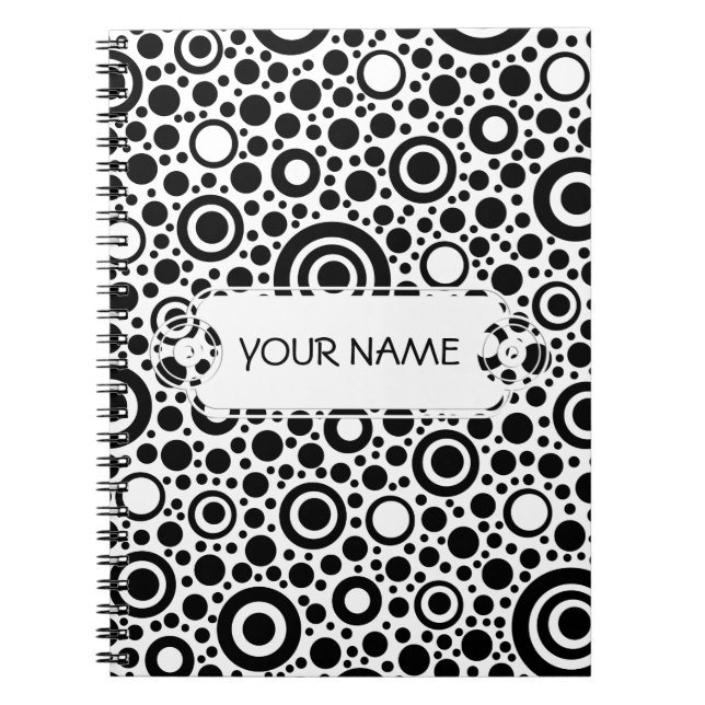 Carnet Points noirs et Motif circulaire + votre texte et  (Devant)