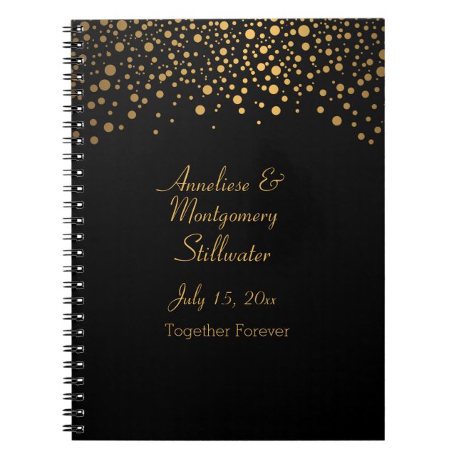 Carnet Points or tendance sur noir (Devant)