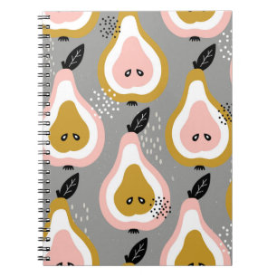Carnet Poires colorées, motif vintage.