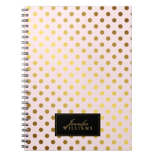 Carnet Pois à huile rose et Faux Gold