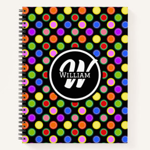 Carnet Pois arc-en-ciel Jelly Fruit Candy sur Noir