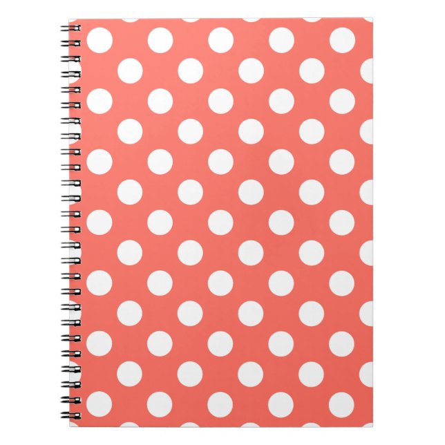 Carnet Pois blancs sur corail vivant (Devant)