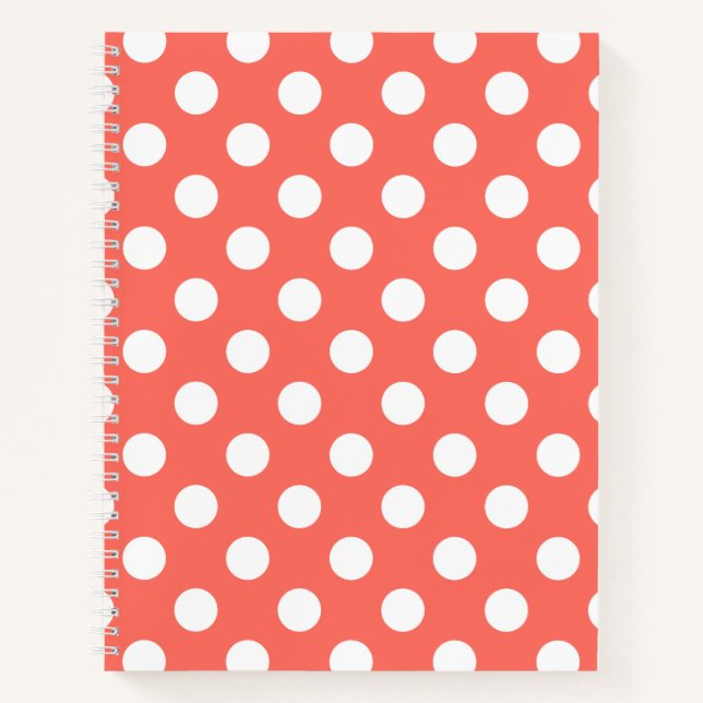 Carnet Pois blancs sur corail vivant (Devant)