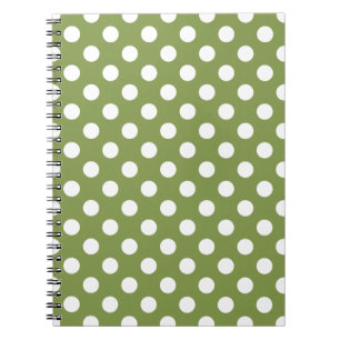Carnet Pois blancs sur vert olive