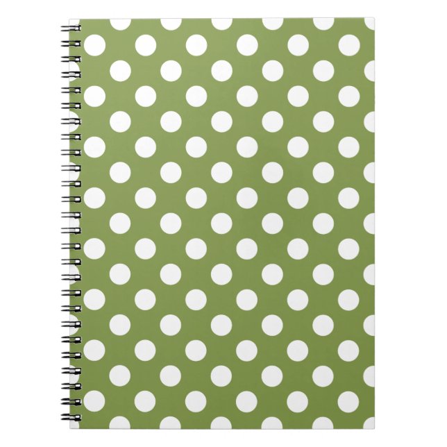Carnet Pois blancs sur vert olive (Devant)