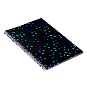 Carnet pois bleu point galaxie noire Espace Motif coloré