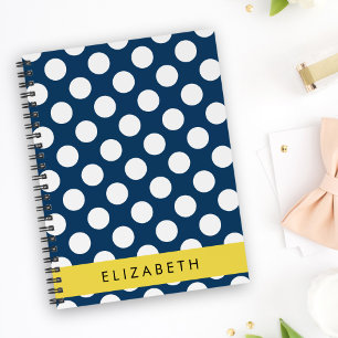 Carnet Pois Bleus de la Marine, Motif Pot Polka, Votre No