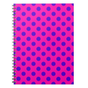 Carnet Pois bleus sur fuchsia