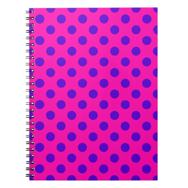 Carnet Pois bleus sur fuchsia (Devant)