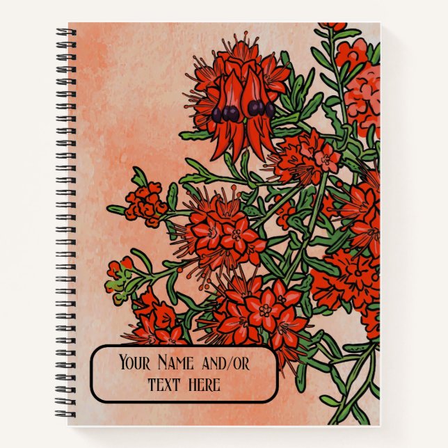 Carnet Pois de désert de Sturt Fleur sauvage Botanique au (Devant)