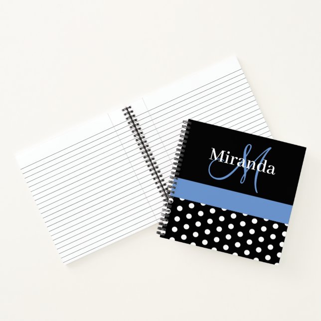 Carnet Pois de Monogrammes Bleus Noir (Intérieur)