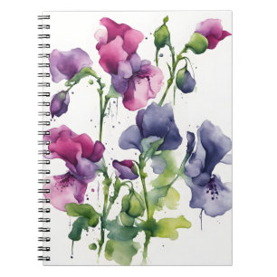 Carnet Pois de senteur - Fleurs aquarelle